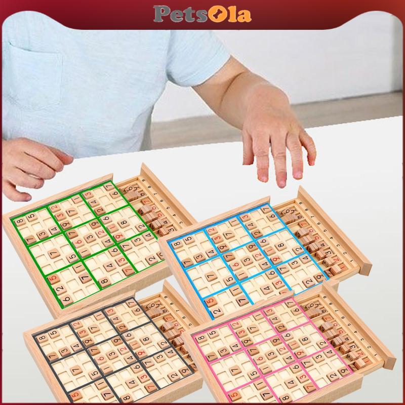 [PETSOLA] ไม้ Sudoku เกมของเล่นคณิตศาสตร์ของเล่นจํานวน Thinking เกมแบบพกพาปริศนา Sudoku หมากรุกของเล