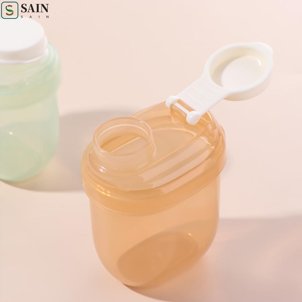 SAIN กล่องนมผงเด็ก,กล่องอาหารกลางวันให้อาหารพร้อมช้อนนมผง Toddle ภาชนะขนม, Simple Seal Jar Essential