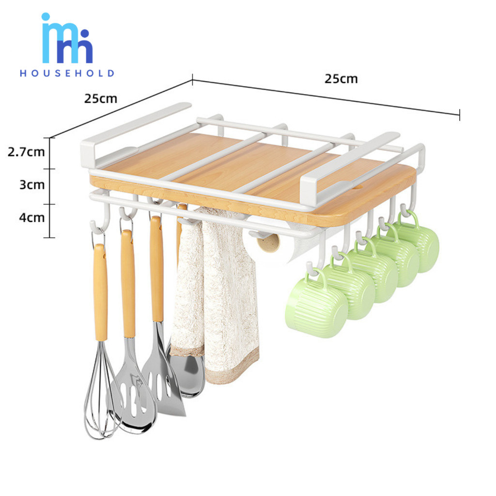 ชั้นวางของในครัวแบบแขวนใต้ตู้ สไตล์มินิมอล ใช้เก็บแก้ว เขียง ผ้า กระดาษทิชชู่ จัดระเบียบครัว - รูปที่ 5