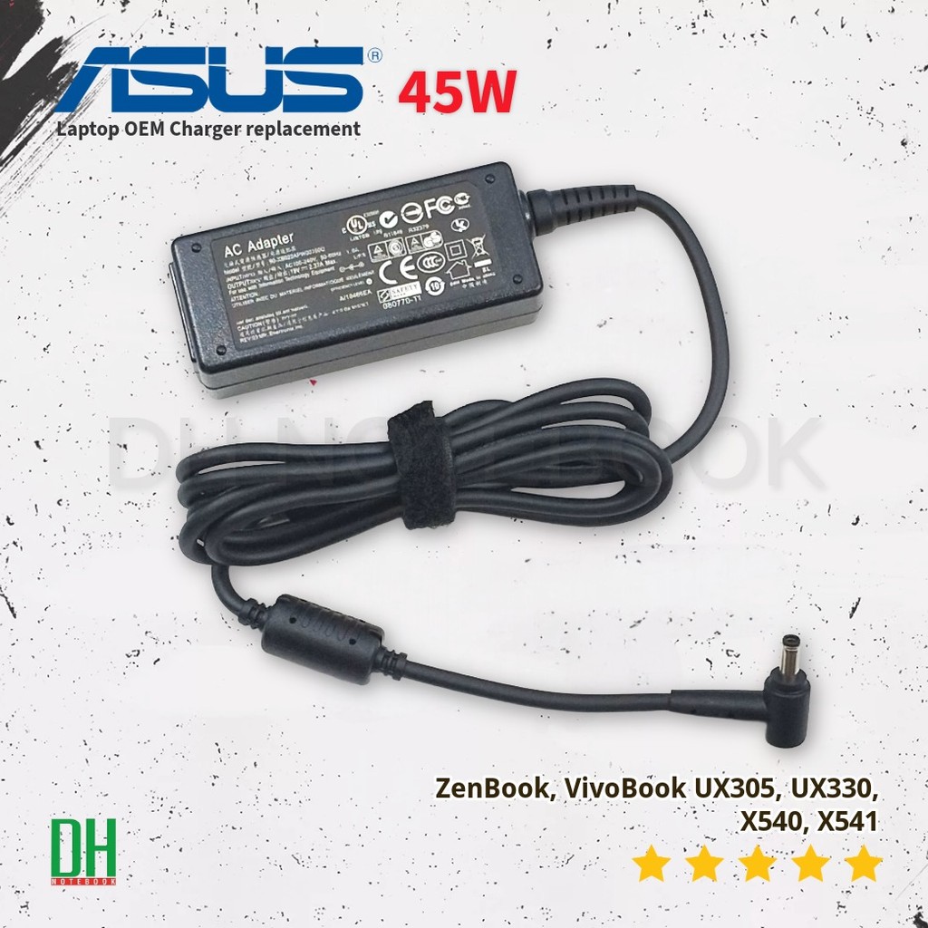 อะแดปเตอร์ 19V 2.37A 45W หัว 4.5×3.0 มม. อะไหล่ OEM คุณภาพสูง ใช้ได้กับ ZenBook VivoBook หลายรุ่น Adapter โน้ตบุ๊ค ASUS