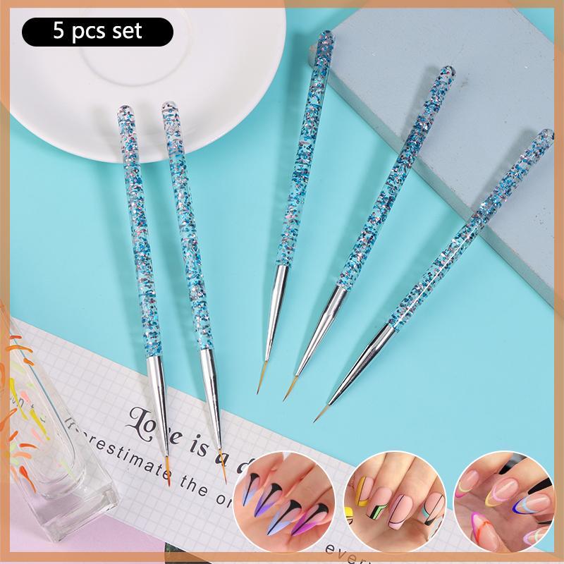 [Further] 5pcs Nail Art Stripe Nail Art Liner Brush Set 3D Tips Line Stripes DIY Drawing Pen UV Gel 