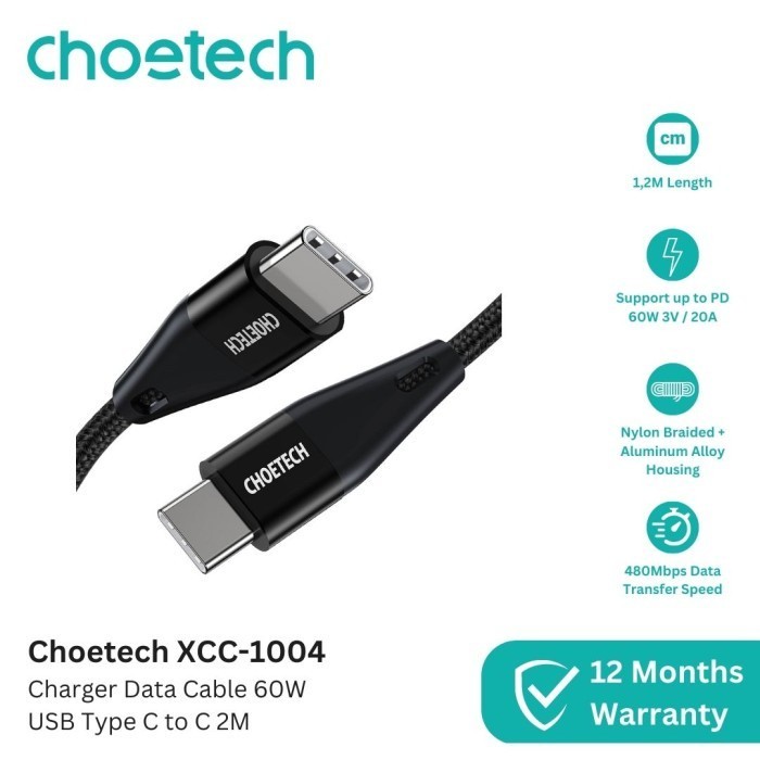 สายชาร์จ Choetech XCC-1004 60W 3A PD USB Type C to C 2M