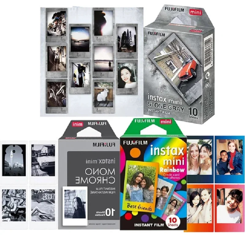 10/20/30/40/50 แผ่น Fujifilm Instax Mini ฟิล์ม Instax Mini 12 หินสีเทาออกแบบฟิล์ม Mini 11 40 41 Evo 