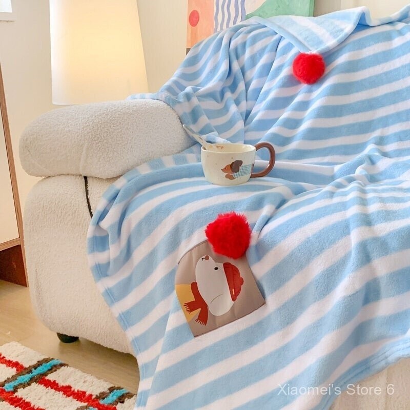 Cartoon ins Fresh Style DoubleSided Milk Velvet Blanket for Children Small Blanket Quilt Nap Blanket