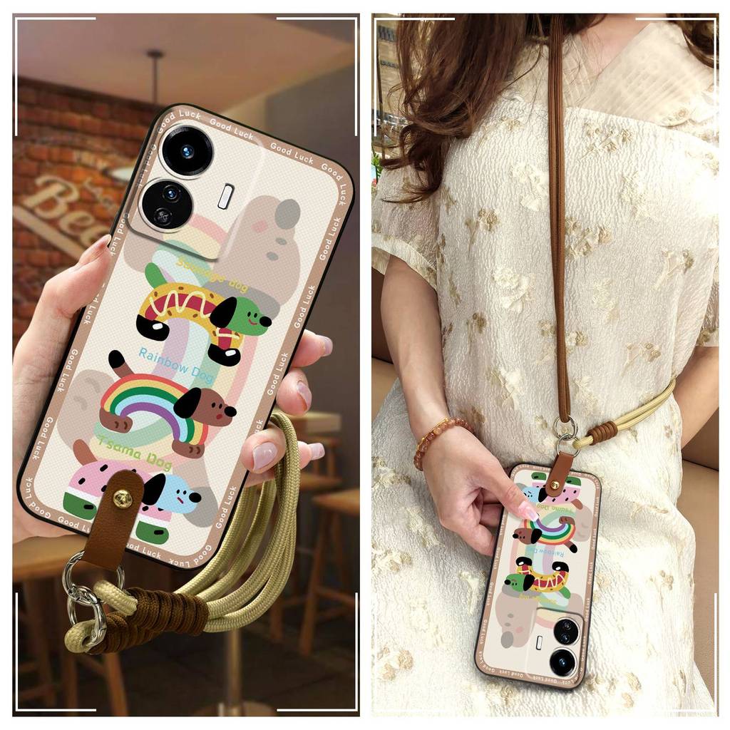 ออกแบบแฟชั่นซิลิโคนเคสโทรศัพท์สําหรับVIVO Y77 5G Global/Y77Eแนวทแยงกันกระแทกฝาหลังสร้อยคอทนทานการ์ตู