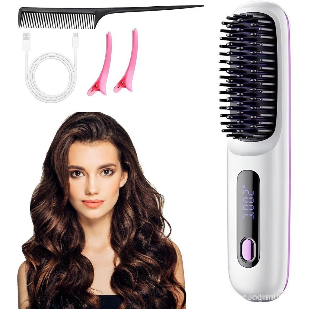 Noya Go Brush Pro 2025 ใหม่แบบพกพา Straightener Brush ไร้สายเซรามิค Fast Heated Hair Straightening C