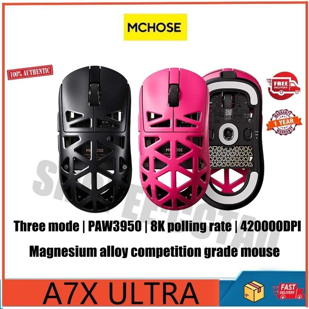 MCHOSE A7X Ultra three mode magnesium alloy hollow lightweight PAW3950 wireless dual 8k video game m