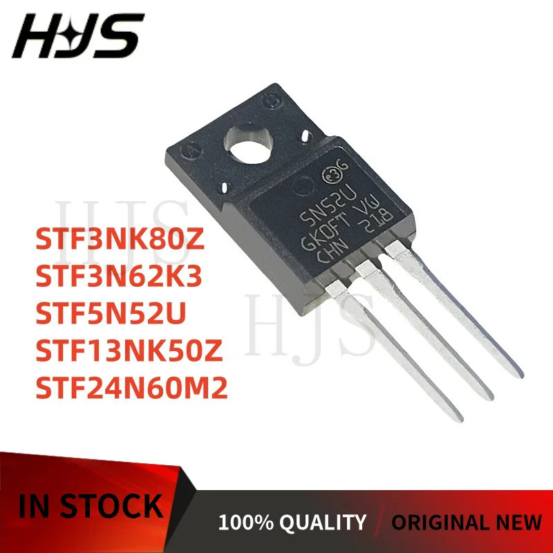 5PCS STF3NK80Z STF3N62K3 STF5N52U STF13NK50Z STF24N60M2 TO-220F Field Effect ทรานซิสเตอร์