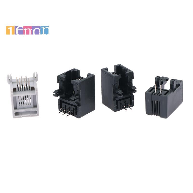 [Lemon] 10PCS RJ11 ซ็อกเก็ตโทรศัพท์ขาโค้ง 95001 4P4C 6P6C 6P4C แจ็คหญิง Pcb Connector ซ็อกเก็ตโทรศัพ