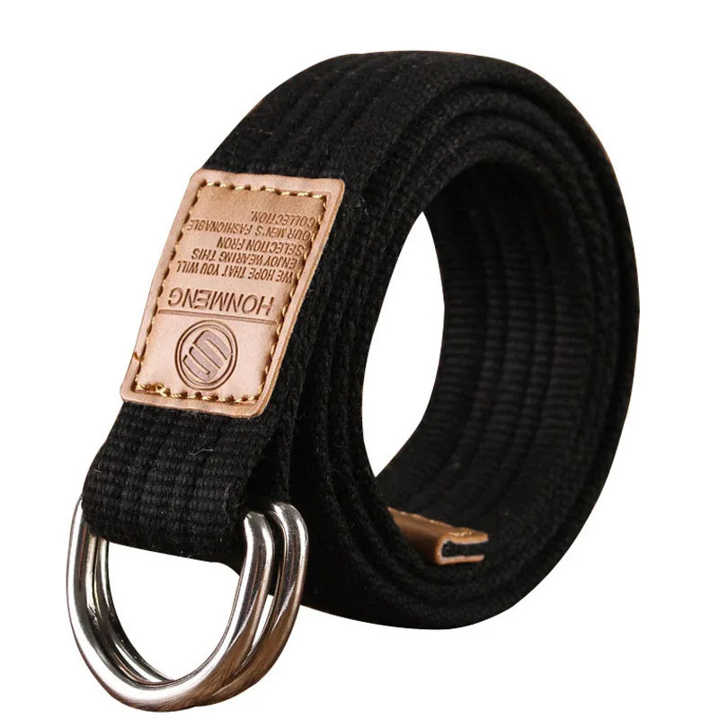 New Unisex Canvas Belt Double Ring Buckle Military Belt Army Belts Men Women's Casual Business Cowbo
