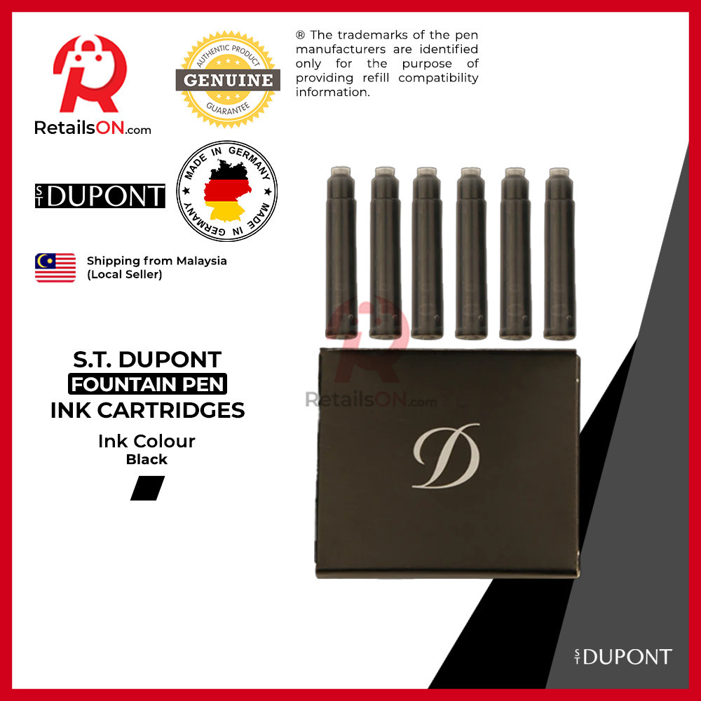 ST ตลับหมึก Dupont [1 แพ็ค 6 ชิ้น] | ตลับหมึกปากกาหมึกซึม