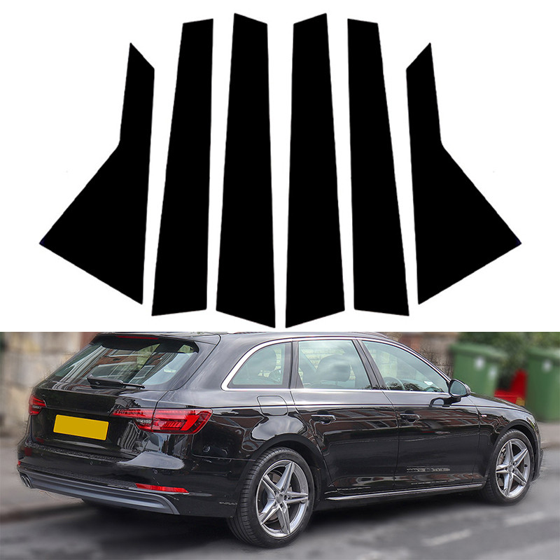 6 ชิ้นรถกรอบหน้าต่างเสาโพสต์สติกเกอร์ Trim สําหรับ Audi A4 B9/8W 4 ประตู Saloon ซีดาน 2016-2023 BC ค