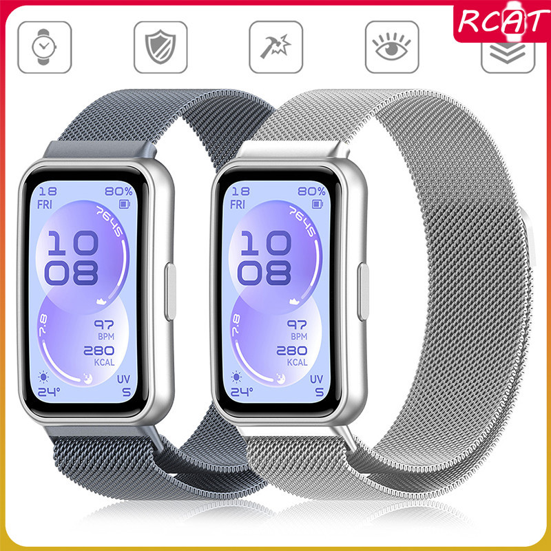 สายรัดสแตนเลสแม่เหล็ก for Smartwatch Huawei Band 11/ 11 Pro/ Huawei Band 10 9 8 ลูป Milanese สายรัดข้อมือเปลี่ยนแถบโลหะ