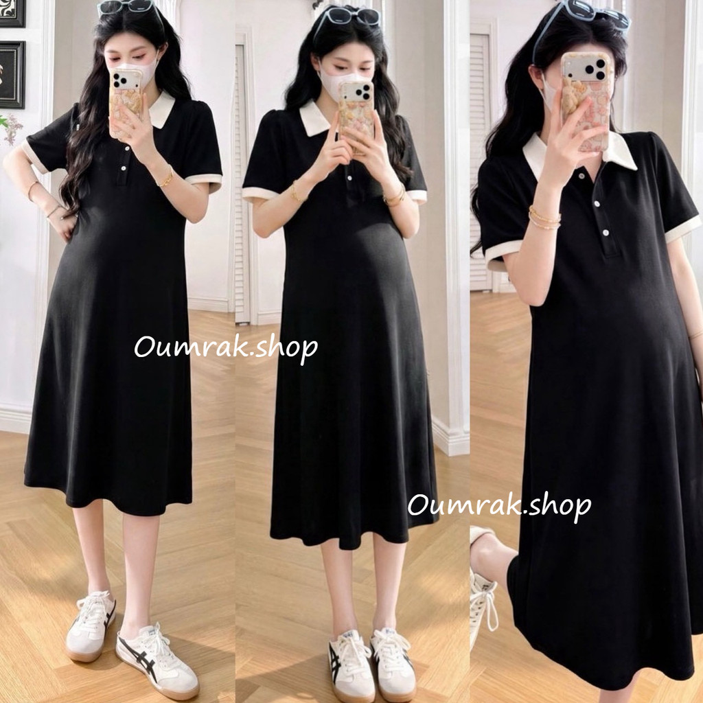 AA4770 (ส่งด่วน/ส่งทันที) เดรสโปโล ผ้านิ่ม ทิ้งตัวใส่สบาย กระดุมตรงคอแกะได้จริง ผ้าเบาใส่สบาย (งานแฟชั่น)