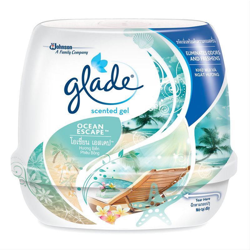 เกลดเซ็นท์เต็ด เจลหอมปรับอากาศ เจลดับกลิ่น กลิ่นโอเชี่ยนเอสเคป 180 กรัม แพ็ค 3Glade Scented Gel Air Freshener