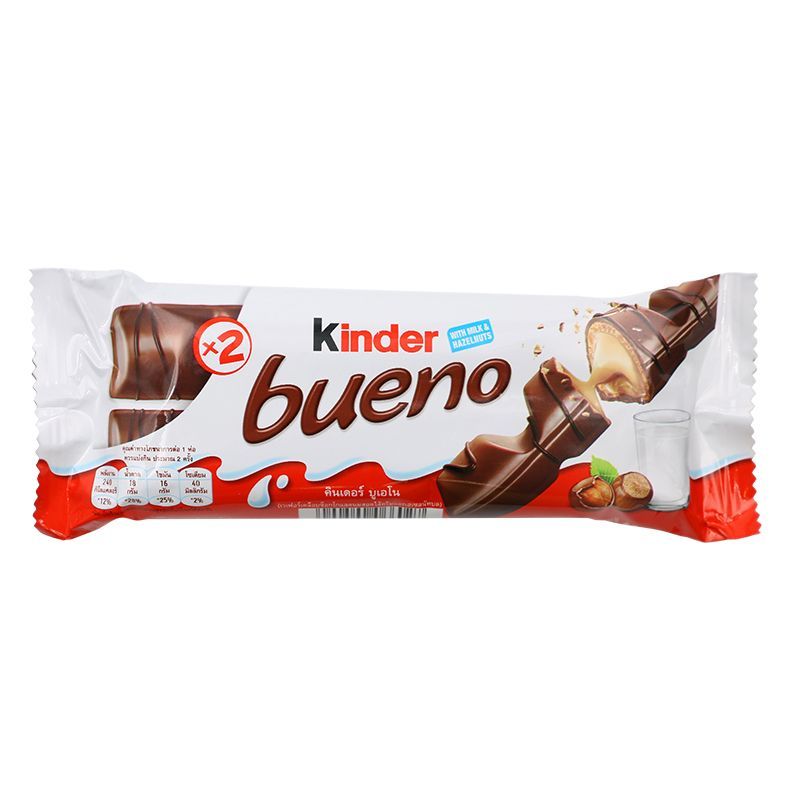 คินเดอร์บรูโนช็อกโกแลตนม 43กรัม Kinder Bueno Milk Chocolate 43g. [หมายเลขบาร์โค้ด 8000500066027 ]