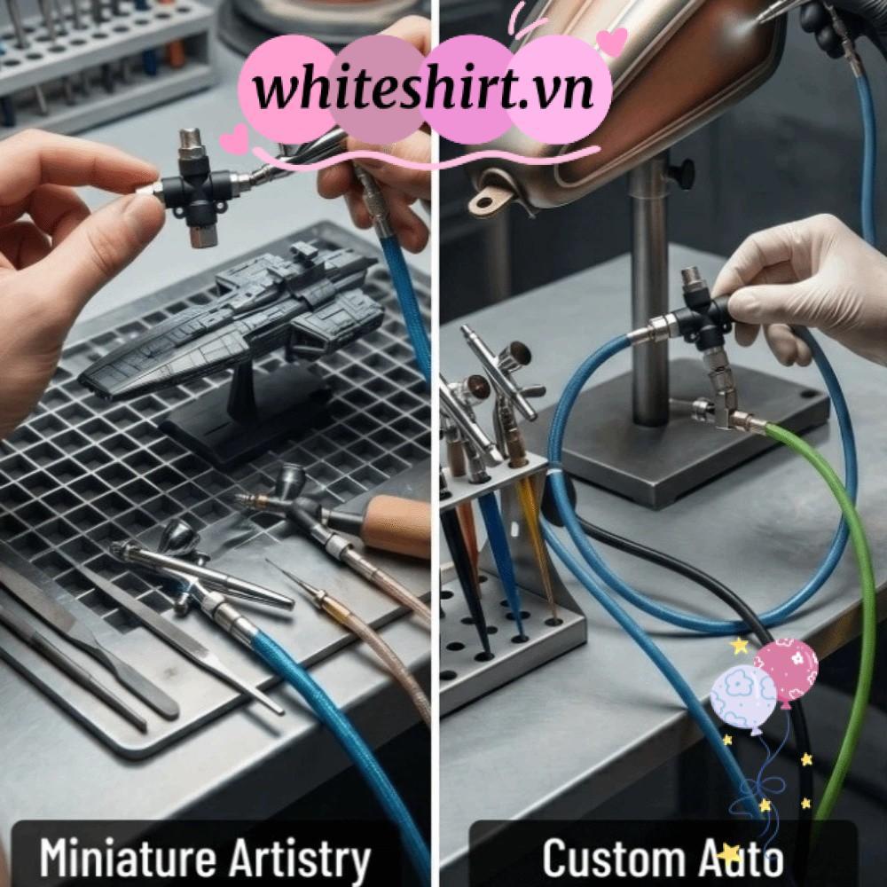 WHITESHIRT ขั้วต่อฟิตติ้งแยกอากาศ, 3 Way 1/8in BSP Air Hose Adaptor, Broad Compatiility Multi-functi