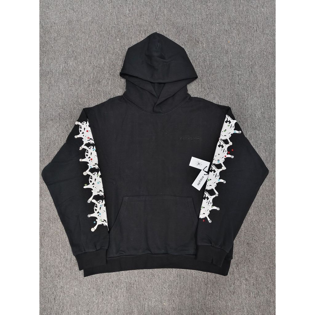 ZFGR Sp5der High Street Stone Hoodie หนามสีขาวเพชรอัญมณี Hip Hop เสื้อกันหนาว Hoodie