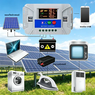 [รุ่นอัพเกรดใหม่] MPPT 30A โซล่าชาร์จเจอร์ 12V/24V Solar Charge Controller จอ LCD 4USB ชาร์จแบตเตอรี่โซล่าเซลล์