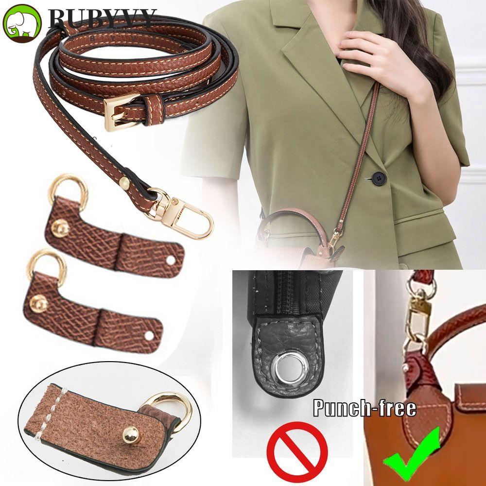 RUBYVY สายหนังแท้ Punch-free เปลี่ยนหัวเข็มขัดแขวนสําหรับ Longchamp