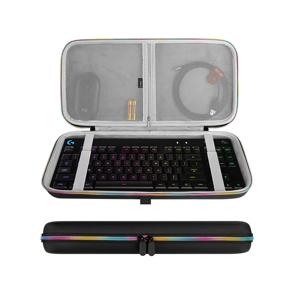 Geekria Geekria เหมาะสําหรับ Logitech G Pro G715 TKL เปลือกแข็งกันน้ํา 87 ปุ่มกระเป๋าเก็บแบบพกพา