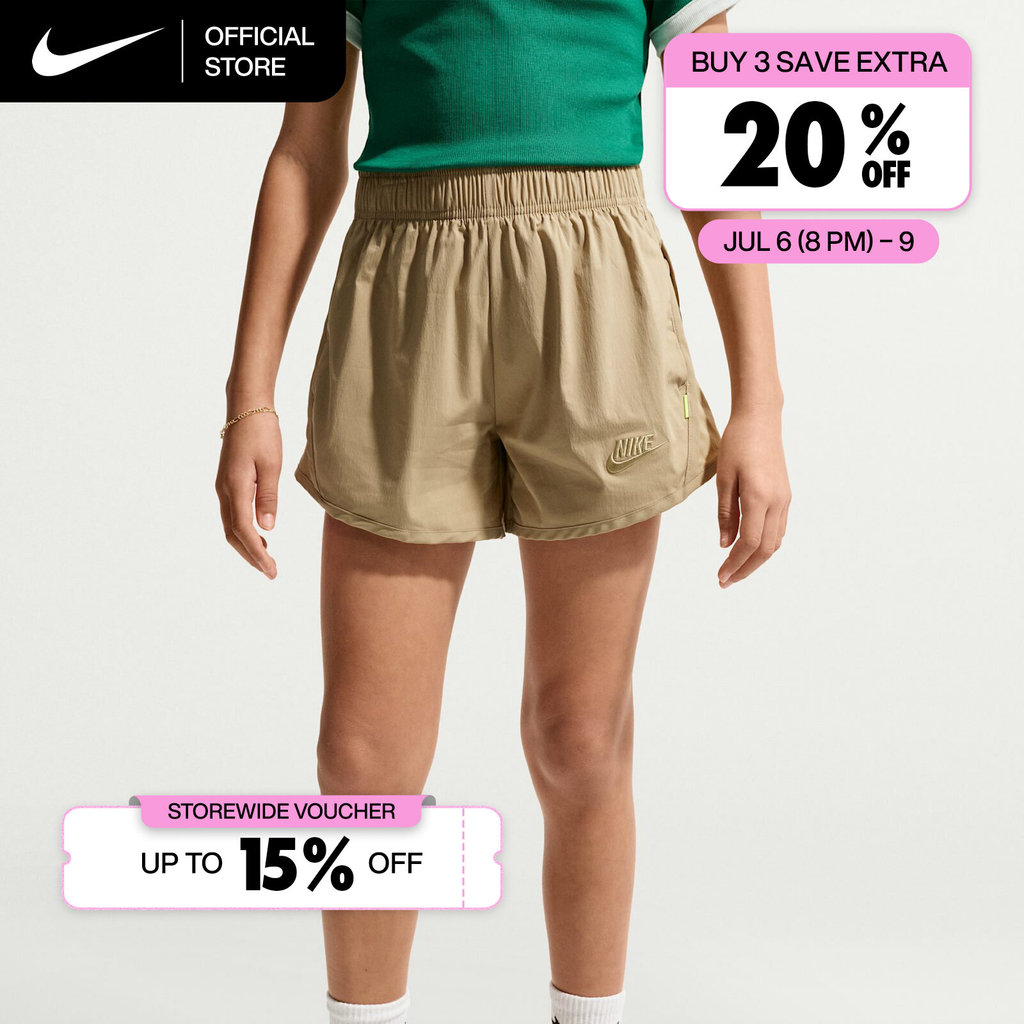 Nike Older Kids' (Girls') Sportswear Woven Shorts - Parachute Beige [IF2756-297]
