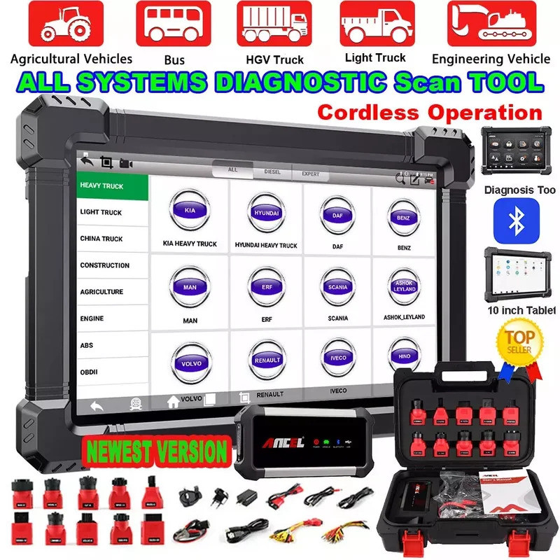ANCEL X7 HD Heavy Duty รถบรรทุกเต็มระบบเครื่องมือวินิจฉัย OBD2 เครื่องสแกนเนอร์แล็ปท็อปสําหรับรถบรรท