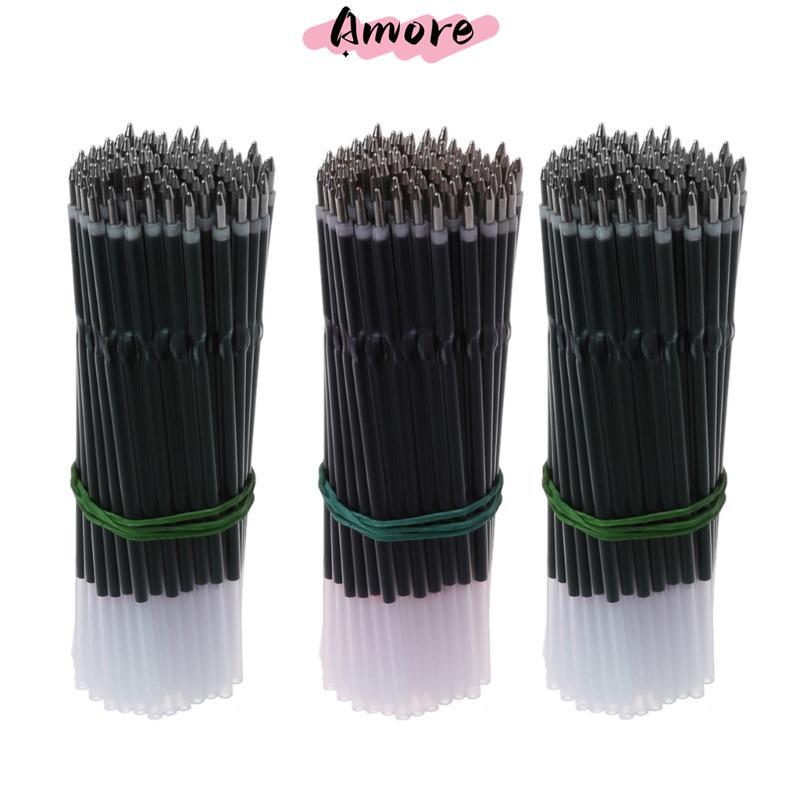 Amore 100PCS Blue Red Black Ink Retractable Pens Refills for Factory School Supplies