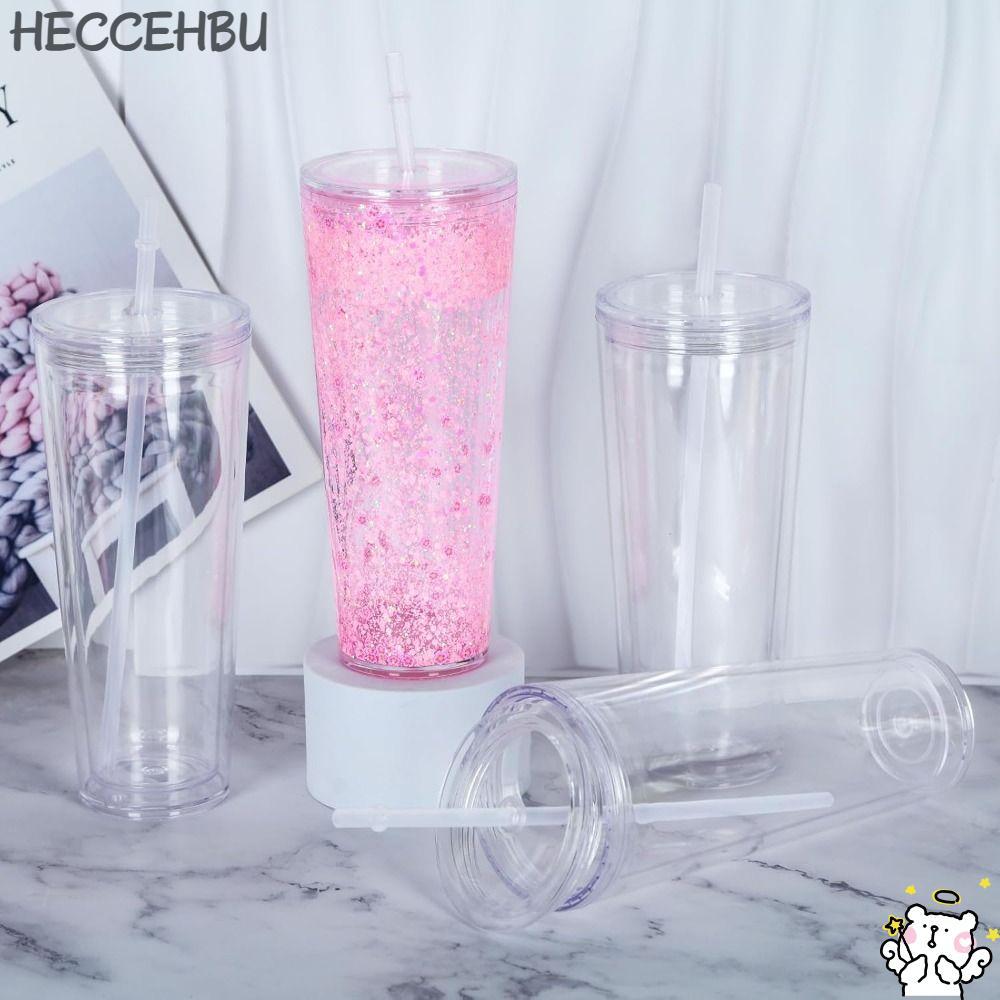 HECCEH31 แก้วน้ํา Snowglobe, ถ้วยหิมะโปร่งใสความจุ 24 ออนซ์, DIY เจาะรูล่วงหน้า Glitter Snow Drinkware