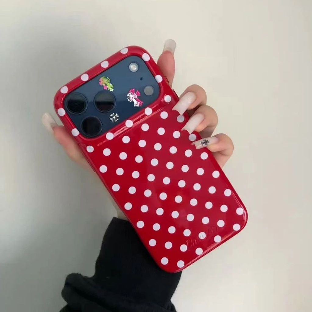 เคสโทรศัพท์ เหมาะสําหรับ iPhone 7 8 X XS XR XSMAX 11 12 13 14 15 16 17 Pro max Plus Air พื้นหลังสีแดงสีขาวลายจุดกันกระแทกกันกระแทกกันกระแทกเคสรวมทุกอย่าง 69N6
