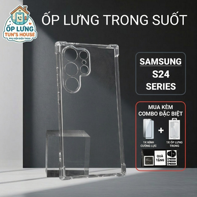 เคส Tun แบบใส Samsung S24 Fe/Ultra/Plus, S24 5G | เคสโทรศัพท์แบบยืดหยุ่น SS galaxy ปกป้องกล้องโทรศัพ