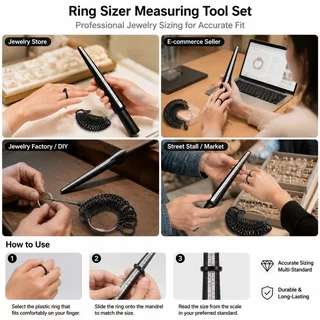 ที่วัดแหวน Ring Sizer ชุดวัดนิ้วมือ 0-13 พร้อมไม้เทียบไซส์ US UK ใช้กับงานขายแหวนและงานช่างจิวเวลรี่