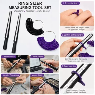 ที่วัดแหวน Ring Sizer ชุดวัดนิ้วมือ 0-13 พร้อมไม้เทียบไซส์ US UK ใช้กับงานขายแหวนและงานช่างจิวเวลรี่