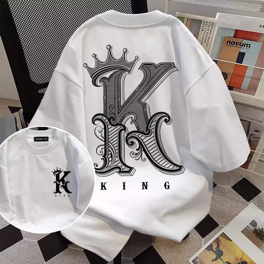 DailyTee เสื้อยืด Oversize ลาย 'KING' สไตล์เกาหลี เท่ห์มาก ใส่ได้ทั้งชายหญิง ผ้านุ่มสบายตัวทั้งวัน รองรับ COD