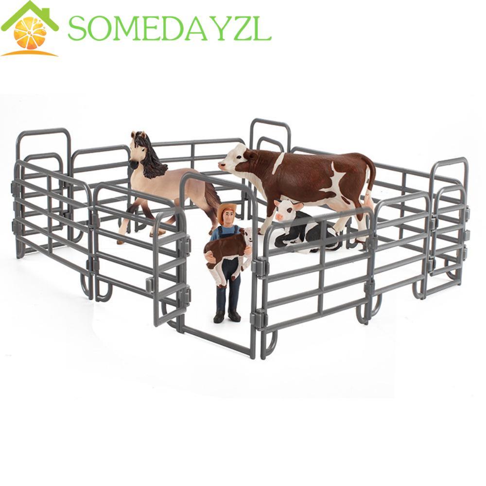 SOMEDAYZL จําลองฟาร์ม Ranch DIY รั้ว, ตกแต่ง Miniature จําลอง Ranch รั้ว, ฉากอาคารอุปกรณ์เสริมพลาสติ