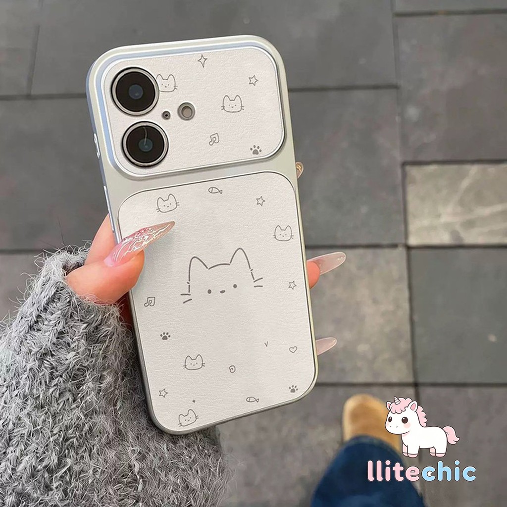 เคสไอโฟน17 เหมาะสำหรับ IPhone 15 14 13 17 12 11 16 Pro MAX 16 Plus 14 Plus 15 Plus Air เคสโทรศัพท์ลายลูกแมวสไตล์มินิมอล