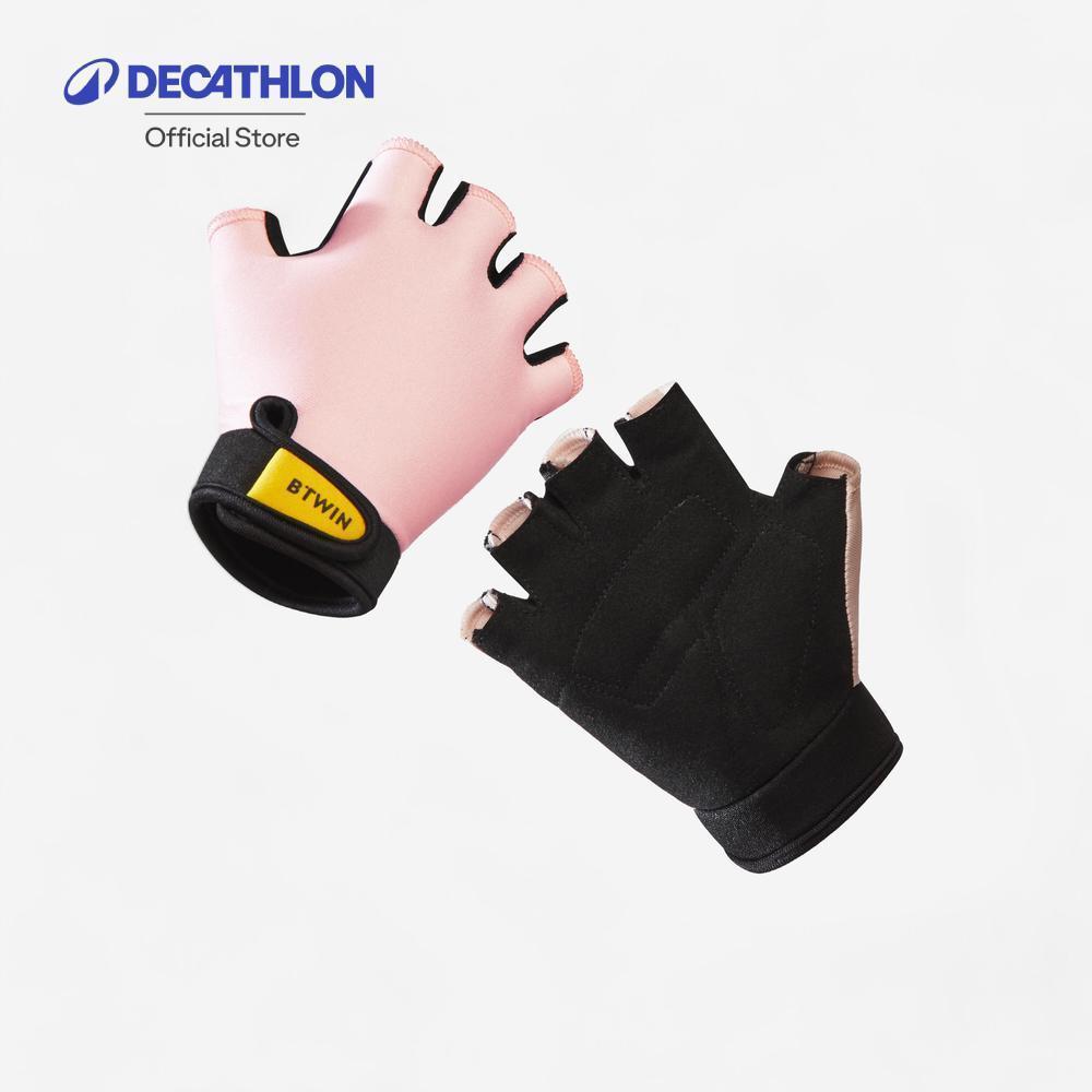 Decathlon Kids' Cycling Fingerless Gloves ถุงมือปั่นจักรยานแบบไม่มีนิ้วสำหรับเด็ก - Pink