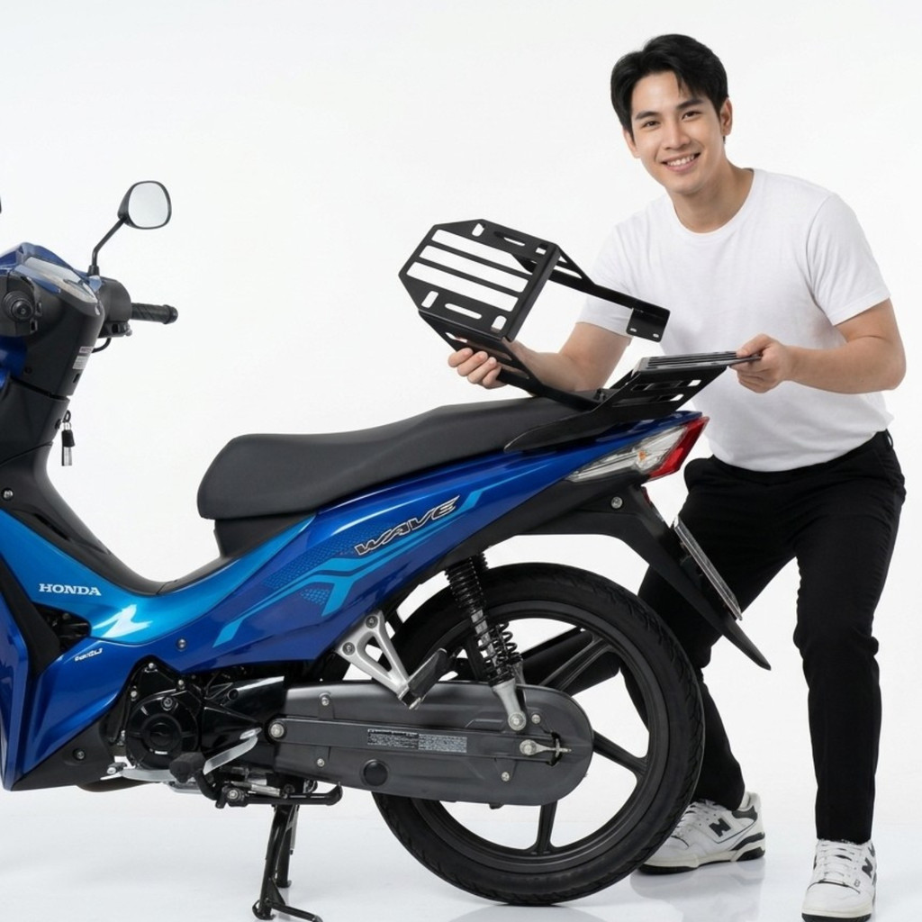 ตะแกรงท้าย Wave110i ปี 2021-2026 แร็คท้าย Honda Wave110i แร็คหลังมอเตอร์ไซค์ ตะแกรงติดกล่องท้าย ของแ