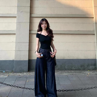 Pure Desire One-Shoulder Halter คอหญิงฤดูร้อนสาวร้อนเอวแคบผอมสั้นด้านบน