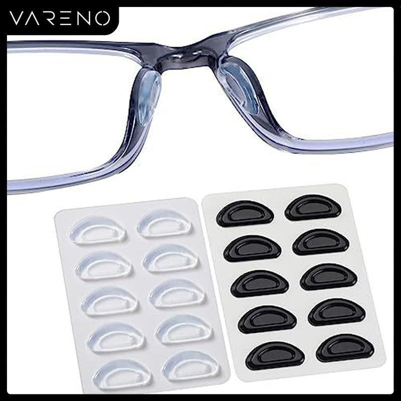 Vareno แผ่นรองจมูกกันลื่น5คู่แผ่นรองจมูกซิลิโคนนุ่มแผ่นติดแว่นตาสำหรับกรอบแว่นตาพลาสติกแว่นกันแดด (สีดำ/ ขาว)