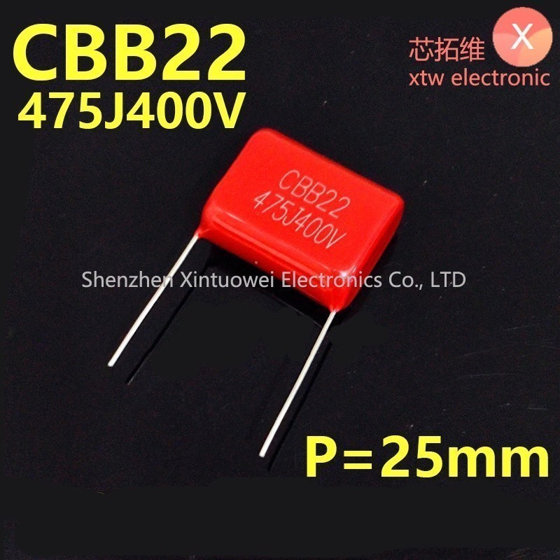 (10 ชิ้น) ตัวเก็บประจุ CBB22 400V475J ตัวเก็บประจุฟิล์มโลหะ 400V 4.7UF 475J Pin Pitch=25 มม.Kapasito