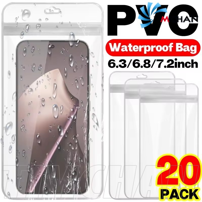 [AM3C] 6-20 ชิ้น PVC Sealed Phone Pouch - Transparent Responsive Touch - หนา, กันน้ํา, กันฝุ่น - กระ