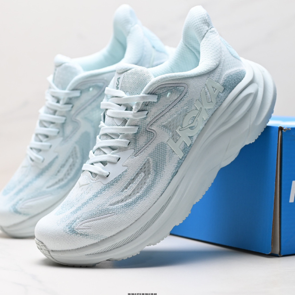 HOKA M CLIFTON 10 รองเท้าวิ่งกีฬาลําลองน้ําหนักเบา สีฟ้าอ่อน พร้อมกล่องรองเท้า Stock จัดส่งฟรี CF7J