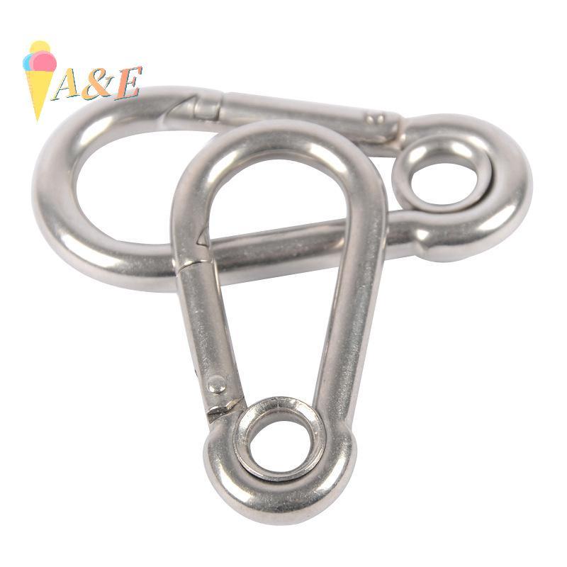 [QIMO] M4 M5 M6 M7 M8 Stainless Steel Carabiner Carbine Snap Hook พร้อมตาไก่สปริง Bule Key Ring