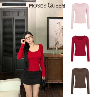 MOSESQUEEN เสื้อผ้ากันแดดสตรี แขนยาว ชั้นในสบายฤดูร้อน กันแดด น้ำหนักเบา ระบายอากาศได้ดี แฟชั่นตัวบน #63079
