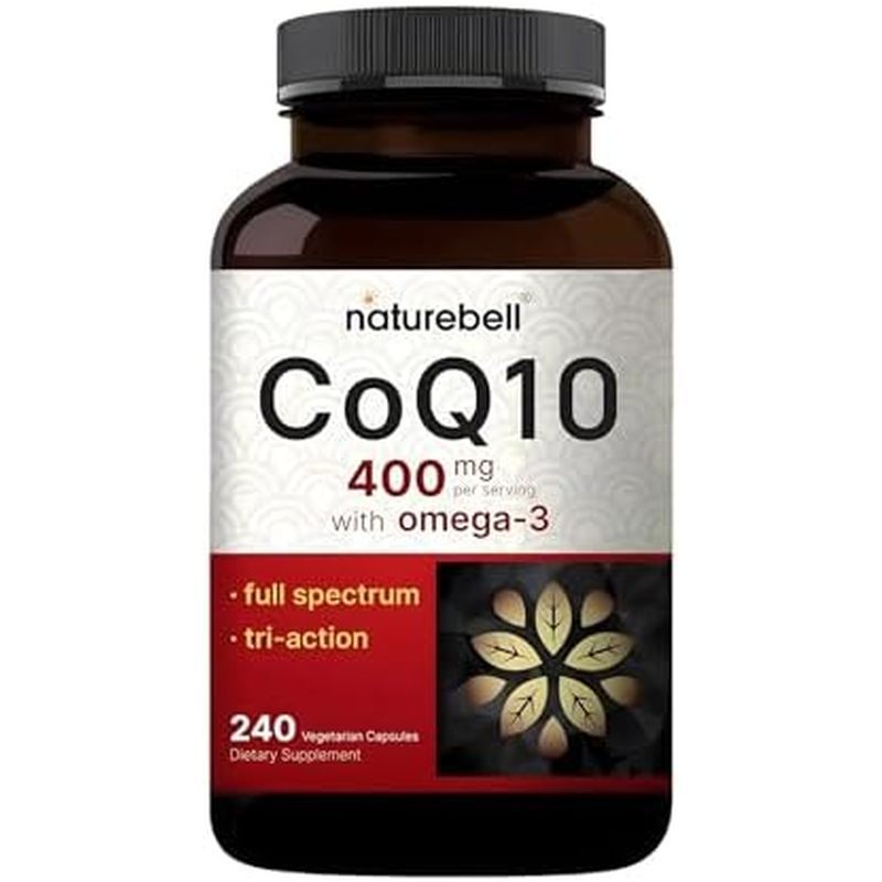 NatureBell CoQ10 400 มก. พร้อมแคปซูล Omega-3-240 - อาหารเสริมต้านอนุมูลอิสระสําหรับสุขภาพหัวใจ - รอง