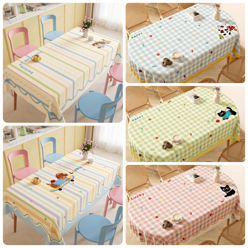 COD ผ้าปูโต๊ะ 90x140CM PVC สไตล์การ์ตูน ป้องกันการลวก หลักฐานน้ำมัน ป้องกันรอยขีดข่วน ผ้าปูโต๊ะพรีเมี่ยม