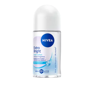 Nivea นีเวีย โรลออน เอ็กซ์ตร้า ไบรท์ พรีเมียม ฟราแกรนซ์ เฟรช คอตตอน 50 มล.