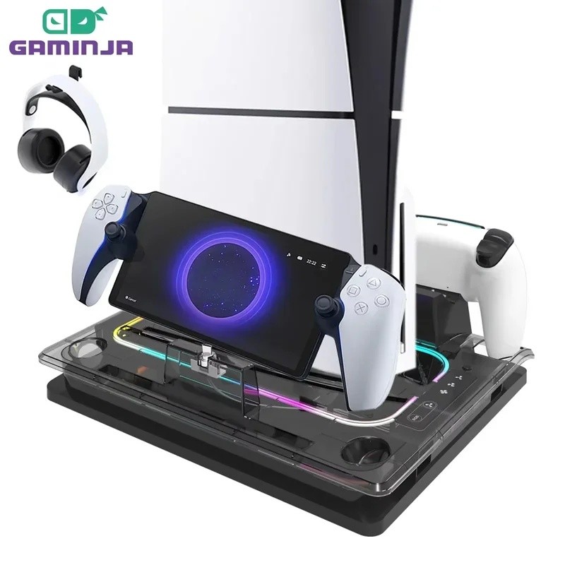 WE GAMINJA P53 RGB Multi-Function Cooling Base สําหรับ PS5slim PS5 Controller Charger และสําหรับ PS 