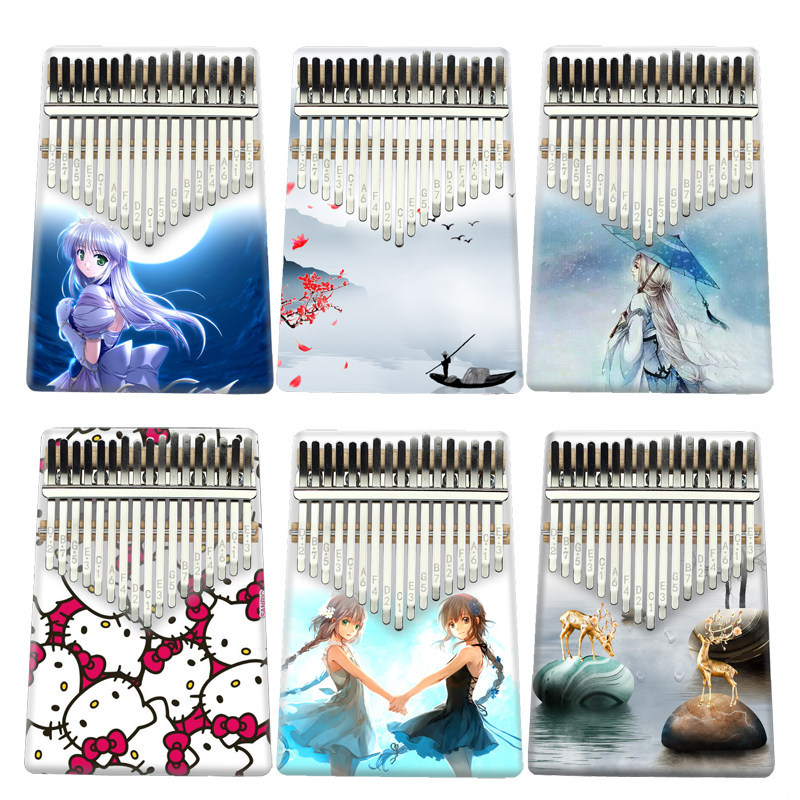 คาลิมบา กล่องดนตรี คาลิมบ้า 17-Tone Thumb Piano Kalimba รูปแบบสีของขวัญแบบพกพา Kalimba Finger Piano 